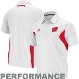 Wisconsin Badgers Adidas ClimaLite Sideline White Polo Small Med XL or