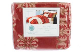  New Cross Stitch Red Flannel Cotton 68x86 Duvet Cover Twin BHFO