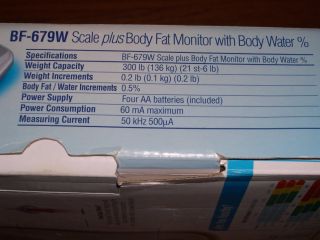 TANITA BF 679W SCALE WEIGHT PLUS BODY FAT MONITTOR W/BODY WATER % .2