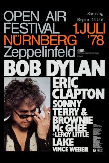 Folk Blues Bob Dylan Eric Clapton at Germany Comcert Poster 1978