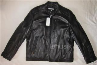  Mens Leather Jacket Motorcycle Biker Lamb Fonseca L Black