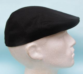  Flat Cap Black Wool