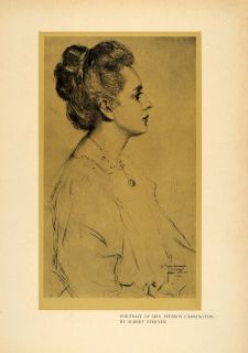 1908 Print Portrait Mrs Fitzroy Carrington Profile Art Original