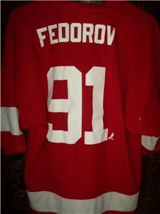 Detroit Red Wings Jersey 91 Fedorov Mens XL Logo Athletic