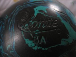 Vtg Pair Ebonite Duckpin 3 A Bowling Balls 2 Black Blue w Vtg Bag Red