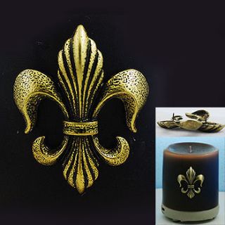 Elegant Antique Brass Fleur de Lis Candle Decorating Pin 