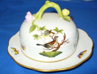  ROTHSCHILD BIRD COVERED BUTTER DISH WITH LID BRANCH HANDLE 393/RO