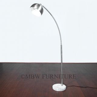 Silver Metal Mid Century Modern Bauhaus Arc Floor Lamp