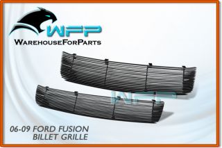 06 09 Ford Fusion Billet Grille Grill 2pc Combo All Black