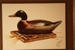 Fisher Duck Decoy Framed and Matted Print Mason Decoys