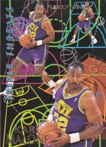 1994 95 Fleer Triple Threats 4 Karl Malone Utah Jazz
