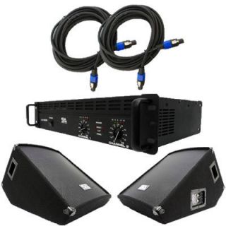   Audio Pair of 15 Wedge Floor Monitors Amplifier and Cables Add On