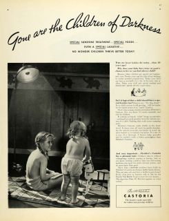 1937 Ad Charles H Fletcher Castoria Child Laxative Original