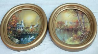 set of 2 home interior picture HOMCO 2 oval shaped with country