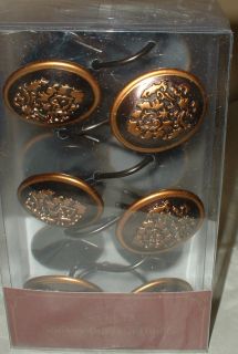 12pc Gold Bronze Fleur de Lis Shower Hooks Tuscan Bath Decor Scroll