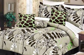7pc Forest Giraffe Comforter Set Bed in A Bag King