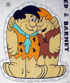 Vintage Fred Flintstone and Barney Rubble Pillow Doll Fabric Panel