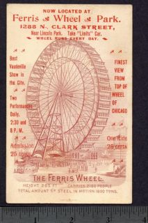 Ferris Wheel 1893 Columbian Exposition Park Vaudeville Show Victorian