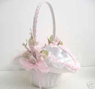 Brand New Wedding Pink White Flower Girl Basket