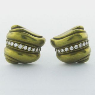  Estate 18K Gold Kieselstein Cord Diamond Earrings