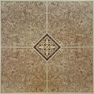 Brown Beige Vinyl Floor Tile 40 Pcs Adhesive Flooring Actual 12 x 12
