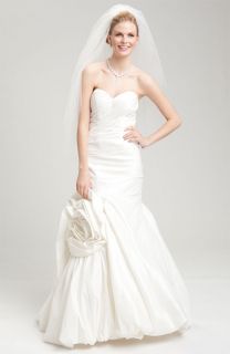  Skirt Rosette Detail Taffeta Wedding Gown 10 White Formal Dress