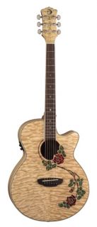 Luna Flora Quilted Maple Rose Acoustic Electric Guitar