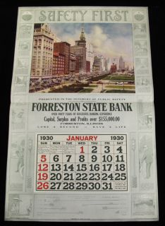 Antique 1930 Automobile Safety Banking Calendar Motor Age Michigan