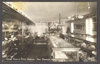 RPPC ~ Interior View Museum ~ Fort Bridger WY ~ Sanborn