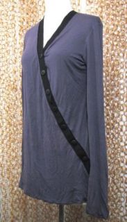 Fluxus Anthropologie Purple Black Soft Asymmetrical Button Up Cardigan