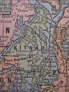 1895 Map Washington Seattle Spokane Tacoma Olympia Kent