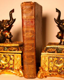 1828 RARE Old Antique Book Beautiful Vellum Leather Library Lot