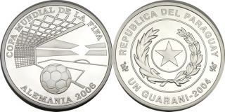 Elf Paraguay 1 Guarani 2004 Silver Proof FIFA World Cup Ball in Goal