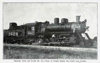 Quanah Texas 1920s Quanah Acme & Pacific Railroad Engine #1628 Vintage