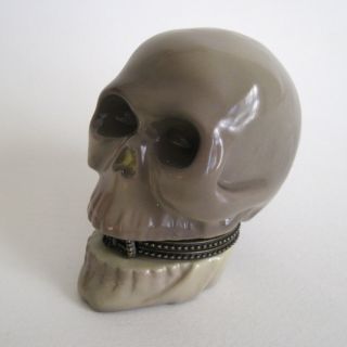 Human Skull Porcelain Trinket Halloween Goth Halloween Figure Ring Box