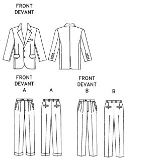 Vogue Men 2836 Mens Business Suit Jacket Blazer Pants Pattern Size 44