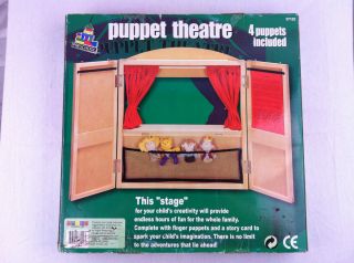 Preschool Puppet Theater Wood Stage Folding 4 Puppets Maxim