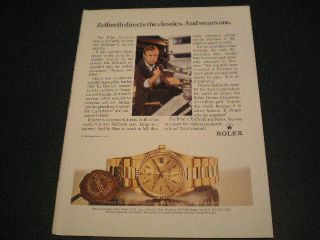 1985 Rolex Watch Wristwatch Ad Franco Zeffirelli