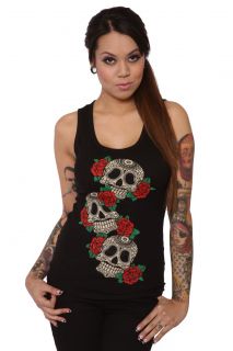 Folter Skull Roses Corset Beater Lace Up Top Sexy Top