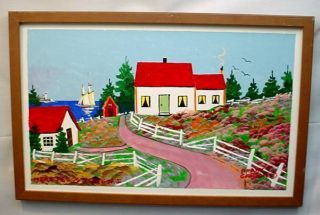  Scotia Folk Art Original Painting Frank Carson Near Peggys Cove