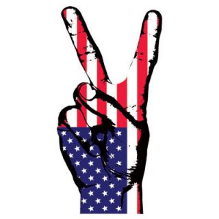 Patriotic American Peace Sign Fingers Oversized Design White T Shirt $