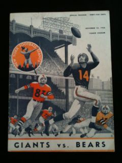  Vintage New York Giants vs Chicago Bears Original NFL Football Program