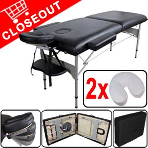  Portable PU Massage Table 3 Flame Retardant Tattoo Facial Bed Black 2S