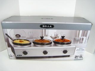 Bella Triple 2 5qt Slow Food Cooker Crock Pot Buffet Server Warmer