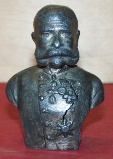 Franz Joseph Metal Bust Austro Hungary Antique Vintage