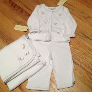 NEW First Impressions 3 Months White Sheep Outfit Blanket 3 Piece Set