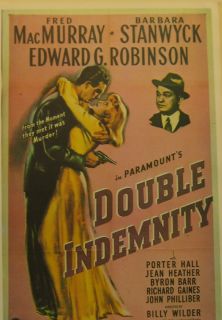   Vintage Original Movie Poster Plate Double Indemnity Fred MacMurray