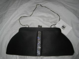 nwt franchi rhinestone purse clutch evening bag black