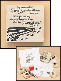 Footprints Religious Rubber Mounted Wood Wooden Stamp Crafts New