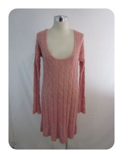 New Free People Guava Pink Angle Cable Love Sweater Dress Medium $128
